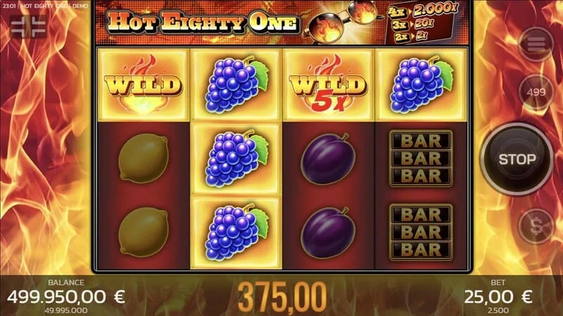 Hot Eighty One - main session, reels with bet and control panel